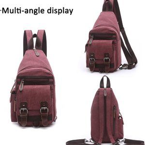 Vintage Leather Backpack for Men & Women, Denim Canvas